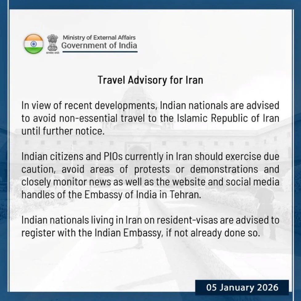 الهند تحذّر رعاياها من السفر إلى إيران