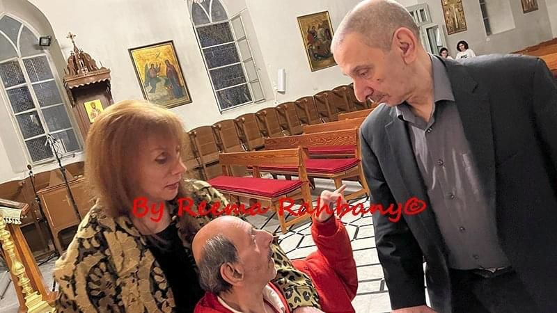 فيروز زياد و هلي في قداس عن راحة نفس عاصي و ليال الرحباني
