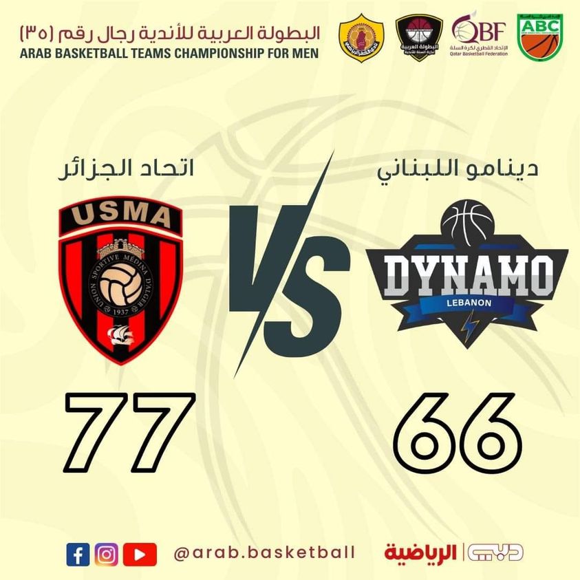خسارة دينامو امام الاتحاد الجزائري في السلة العربية