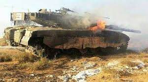 استهداف دبابة للعدو في محيط مقر قيادة الفرقة 91 في برانيت