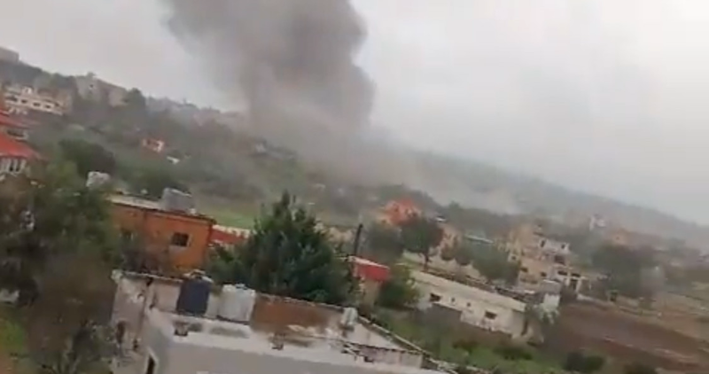 سقوط قذيفة على منزل في بلدة عيتا الشعب واحتراق منزل