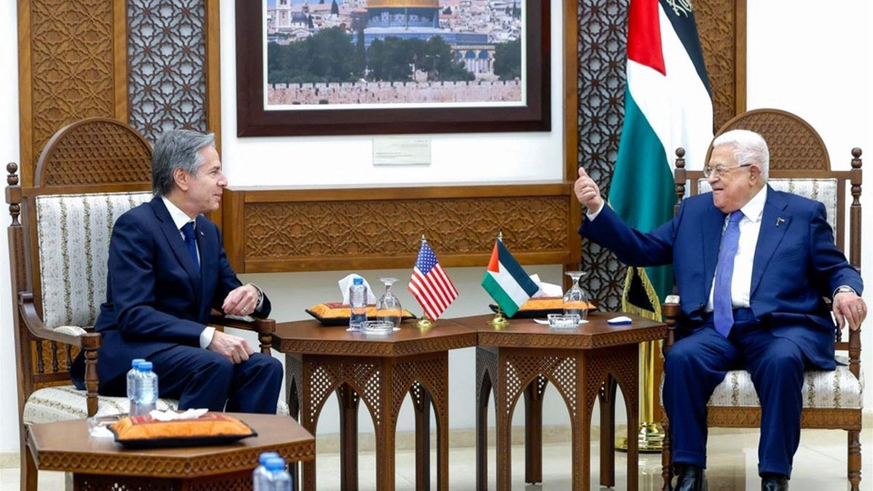 بلينكن أكد دعم أميركا لاقامة دولة فلسطينية وعباس أوضح أن غزة جزء منها