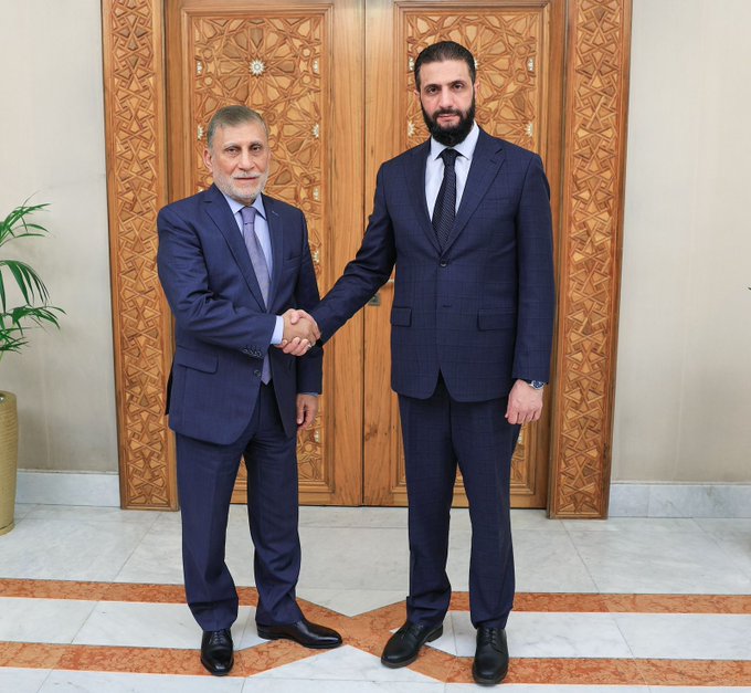 الشرع يستقبل المبعوث الخاص لرئيس الوزراء العراقي إلى سوريا