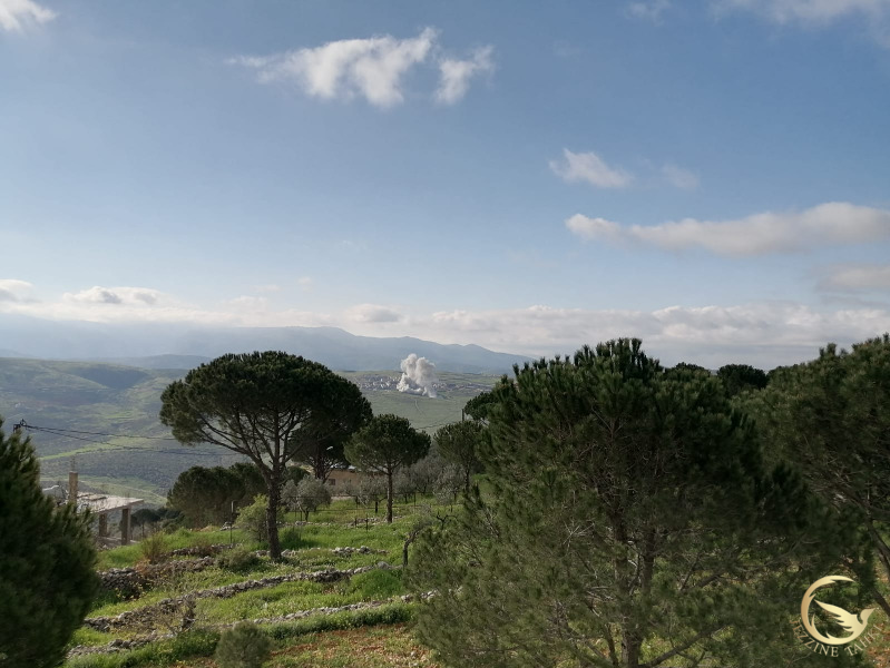 جزين تحكي: غارة الان على برغز تلة الاحمدية بين المنازل