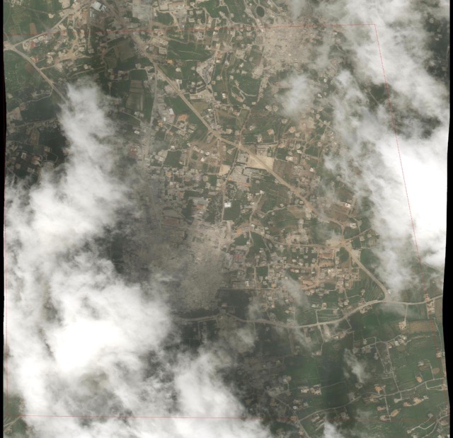 بلدة بنت جبيل كما ظهرت بالأقمار الصناعية اليوم