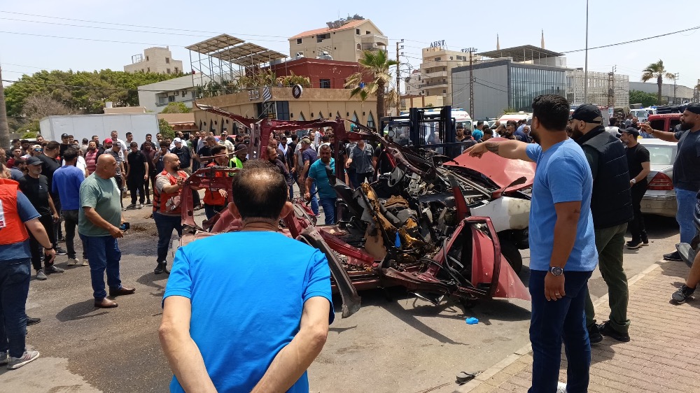 السيارة المستهدفة قرب الملعب البلدي في صيدا